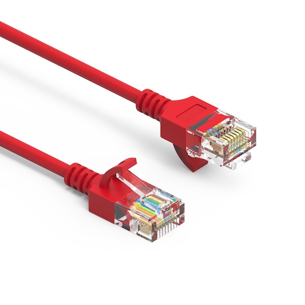 Bestlink Netware CAT6A UTP Slim Ethernet Network Booted Cable 28AWG- 0.5ft- Red 100250RD